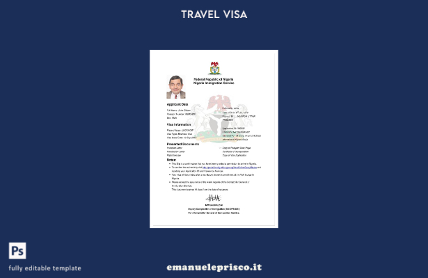 modello di visto e stile verificato per la Nigeria